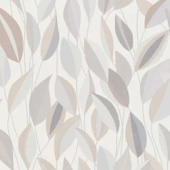 Vliestapete Blattmuster Weiß Grau Beige 10431-31