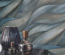 Vliestapete Blau Grün Blattmotiv 10257-08