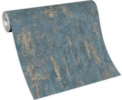 Vliestapete Blau Metallic Putz Optik 10273-08 Erismann