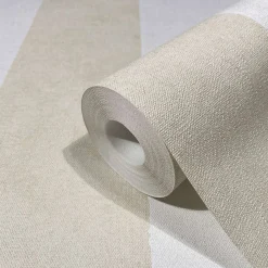 Vliestapete Block Streifen Weiß Beige Glitzer 34413