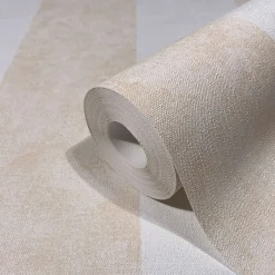 Vliestapete Block Streifen Weiß Apricot Glitzer 34407