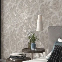 Vliestapete Blätter Abstrakt Braun Grau Metallic 10402-37