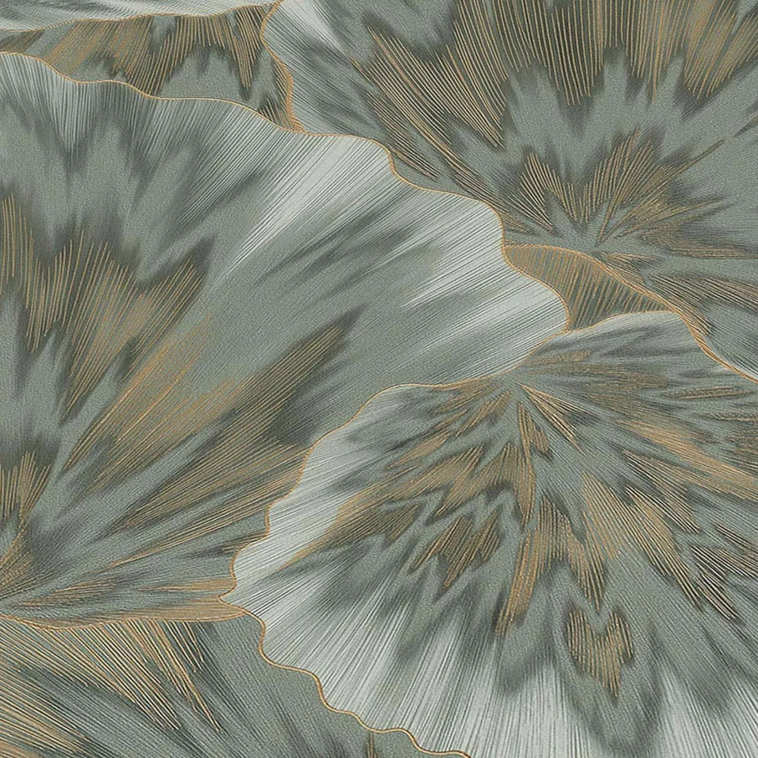 Vliestapete Blätter Abstrakt Grün Gold Metallic 10402-24
