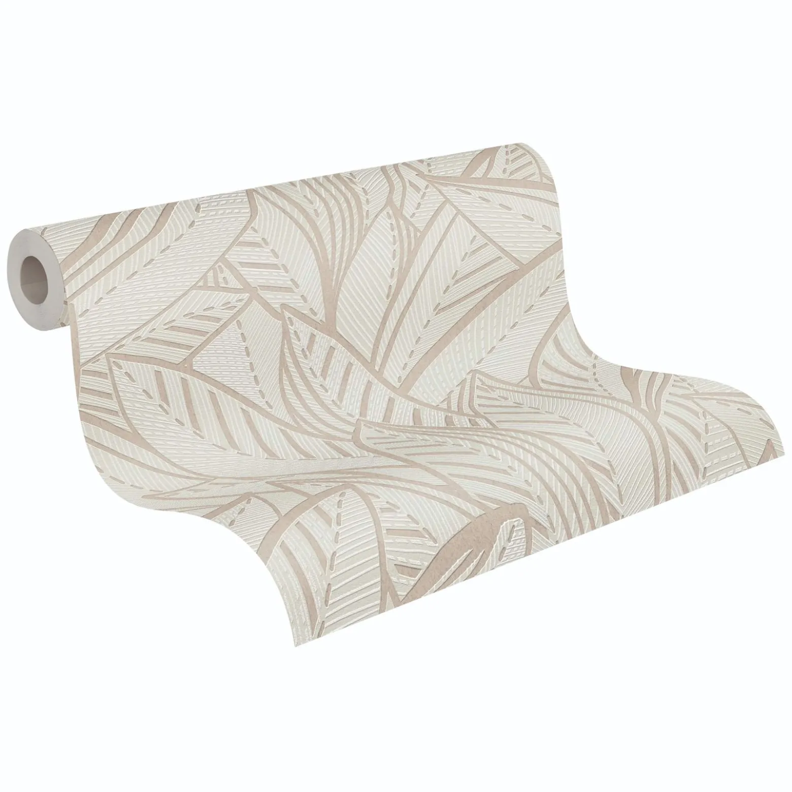 Vliestapete Blätter Abstrakt Grau Creme Metallic 39933-3
