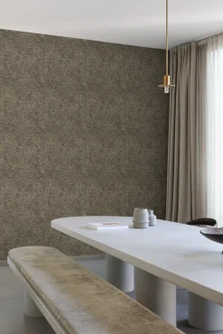 Vliestapete Blätter Abstrakt Braun Silber Metallic A62104
