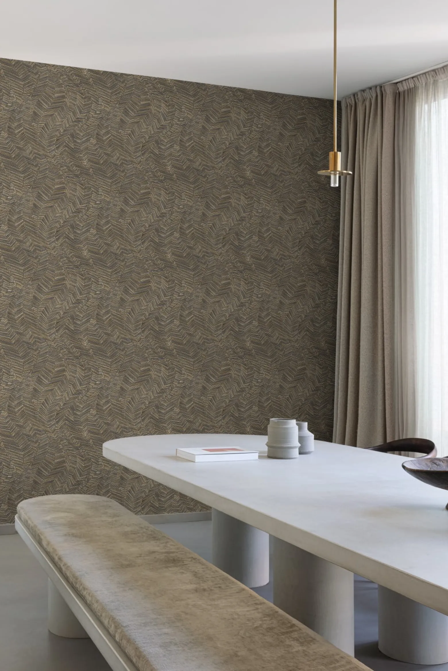 Vliestapete Blätter Abstrakt Braun Silber Metallic A62104