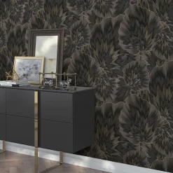Vliestapete Blätter Abstrakt Braun Gold Metallic 10402-15
