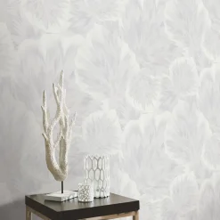 Vliestapete Blätter Abstrakt Weiß Creme Metallic 10402-01