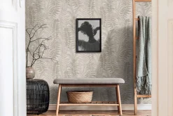 Vliestapete Blätter Aquarell Grau Beige 39347-5
