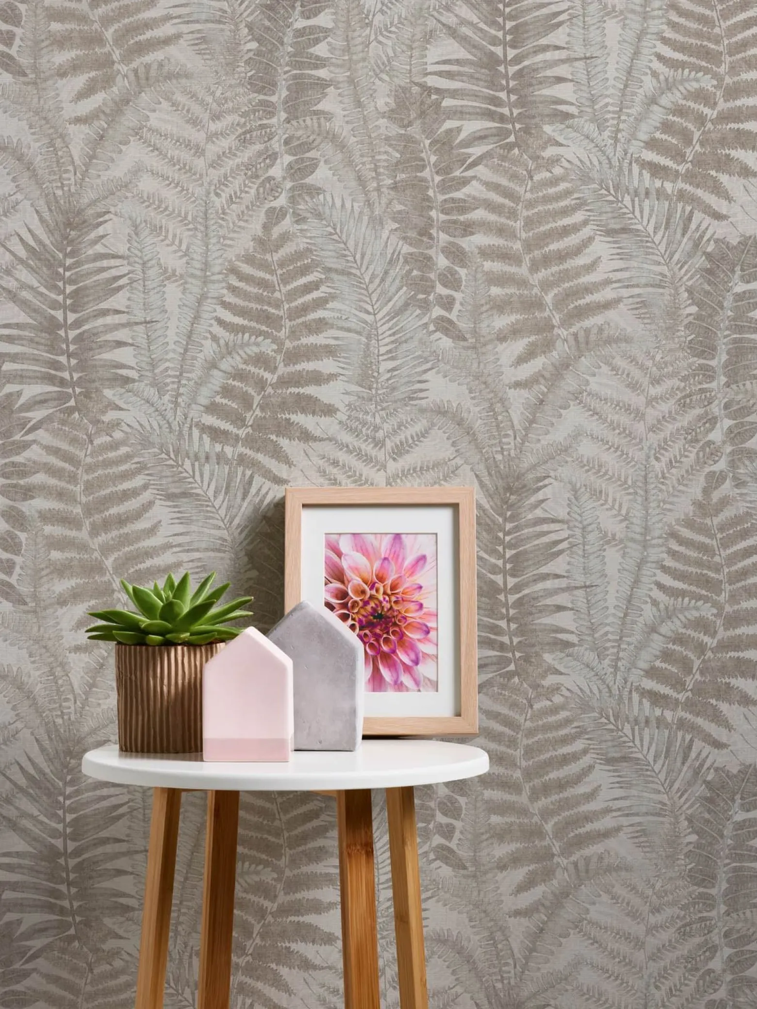 Vliestapete Blätter Aquarell Grau Beige 39347-5