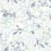 Vliestapete Blätter Aquarell Weiß Blau Grün 39692-1