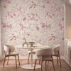 Vliestapete Blätter Aquarell Weiß Rosa Grau 39692-2