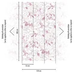 Vliestapete Blätter Aquarell Weiß Rosa Grau 39692-2