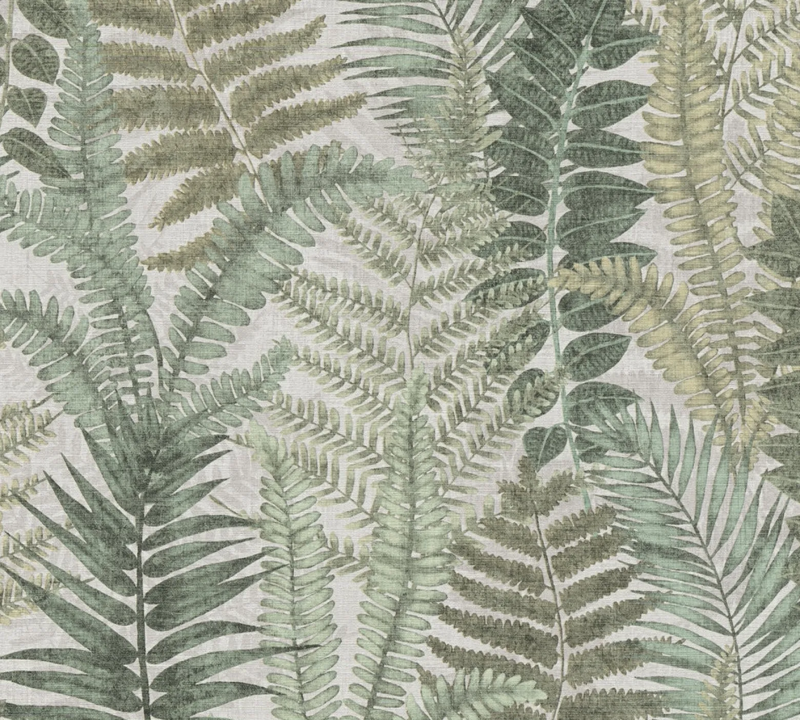Vliestapete Blätter Aquarell Grau Grün 39347-4