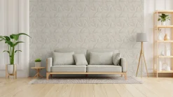 Vliestapete Blätter Beige Grau Silber Metallic 79096-2