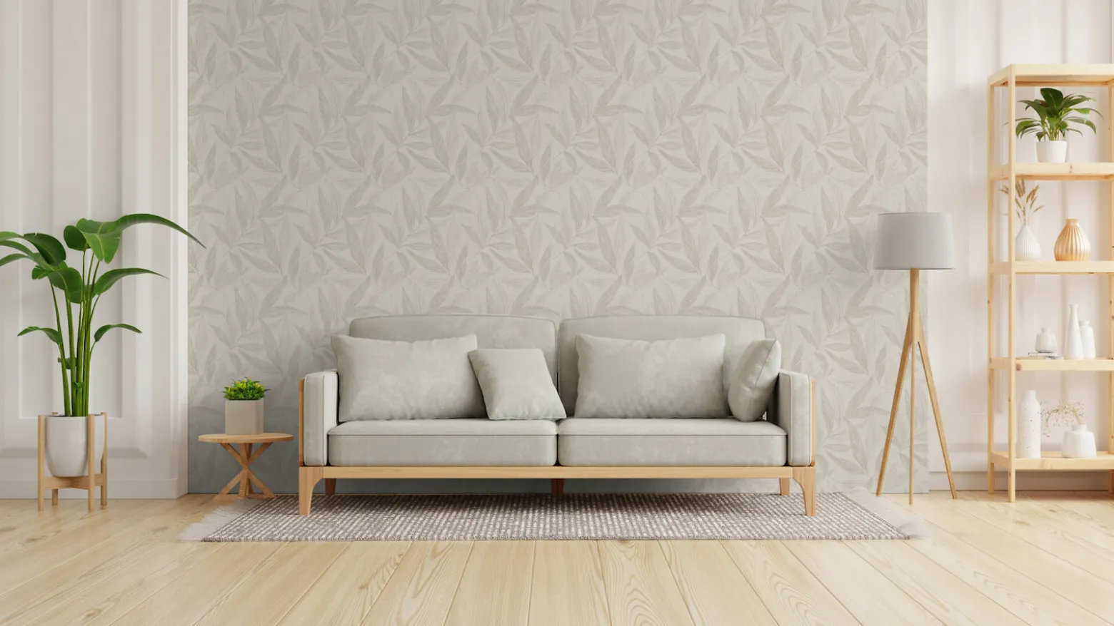 Vliestapete Blätter Beige Grau Silber Metallic 79096-2