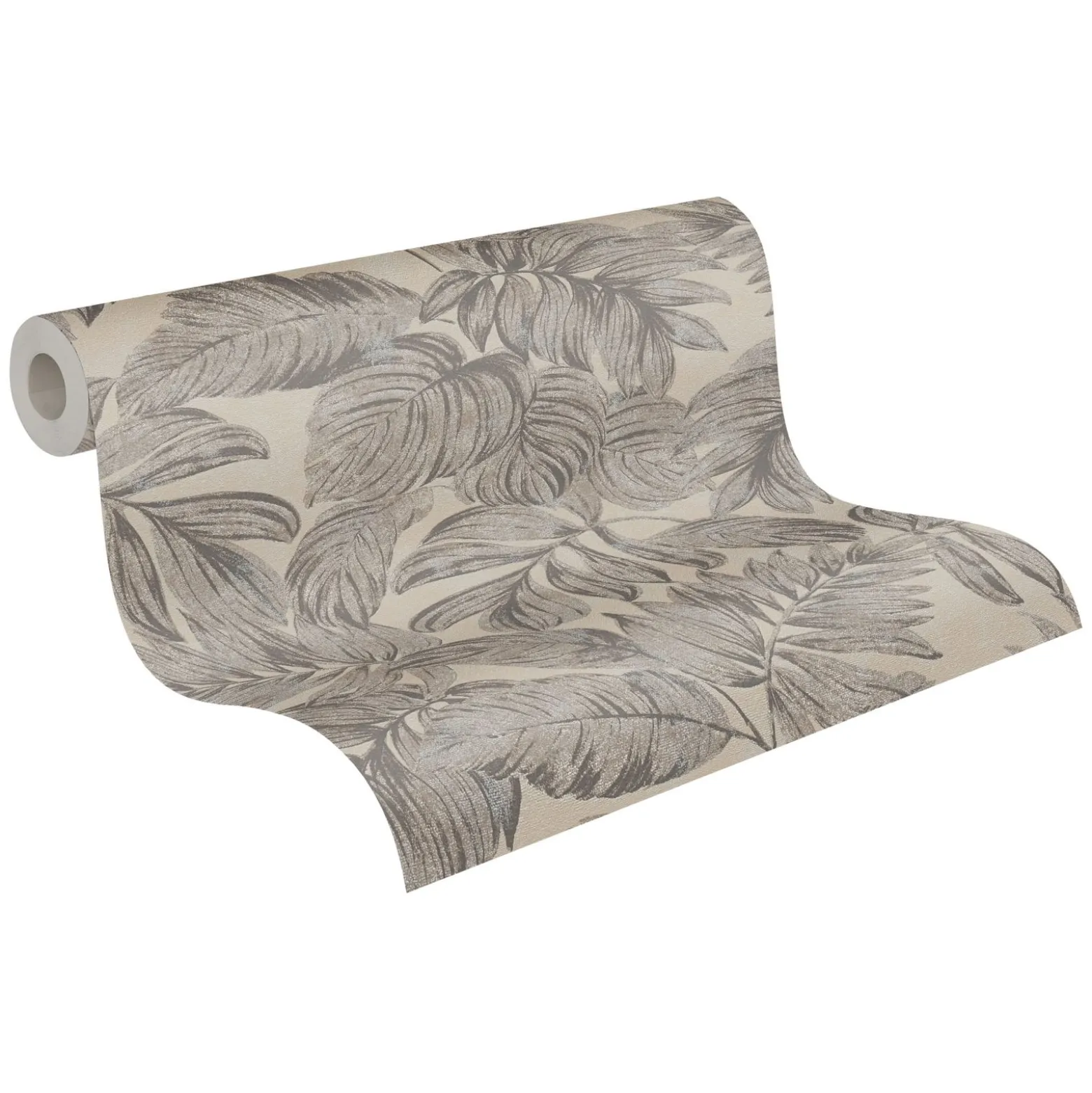 Vliestapete Blätter Beige Grau Silber Metallic 39340-2