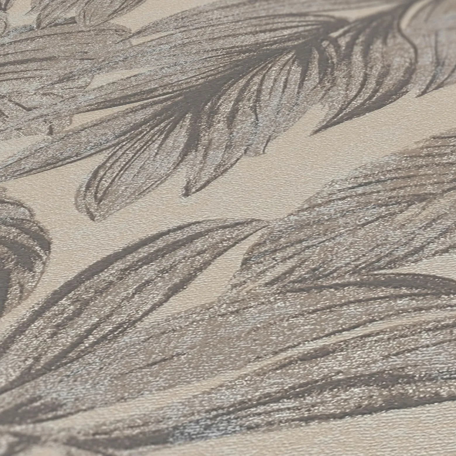 Vliestapete Blätter Beige Grau Silber Metallic 39340-2