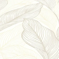 Vliestapete Blätter Beige Metallic Glitzer 10282-02
