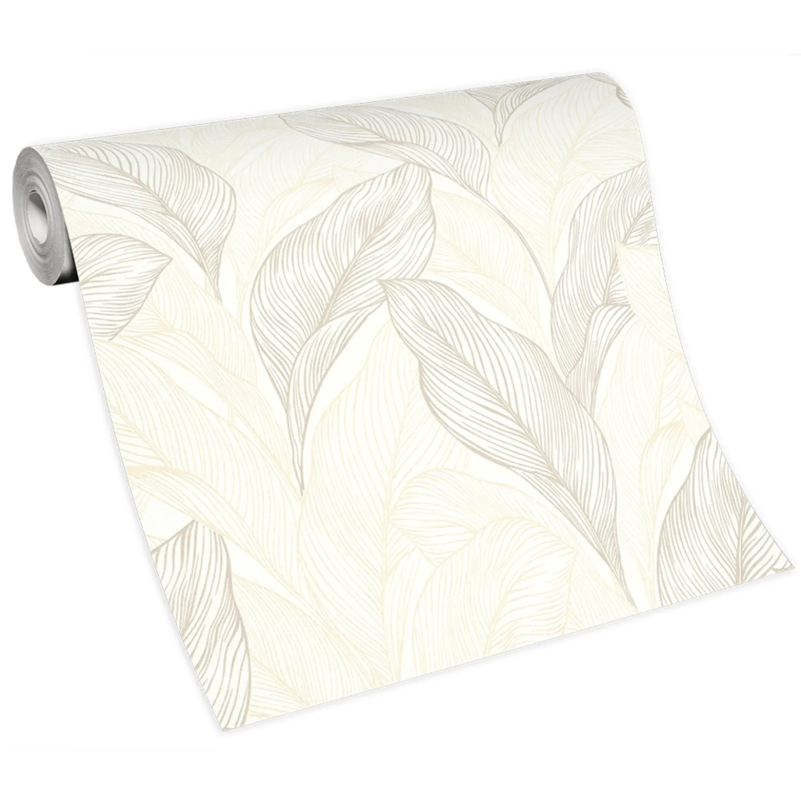 Vliestapete Blätter Beige Metallic Glitzer 10282-02