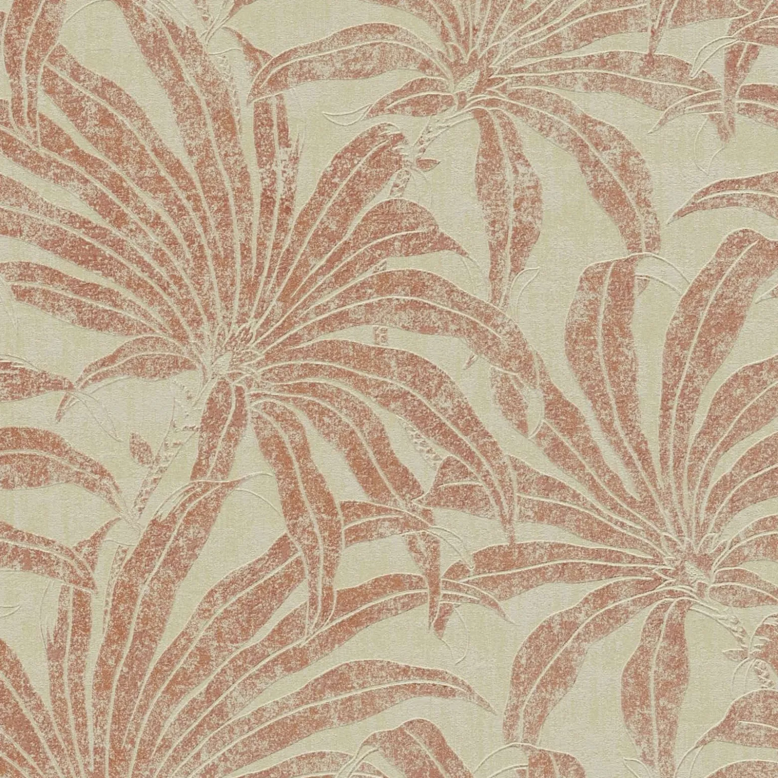 Vliestapete Blätter Beige Orange Glitzer 39501-3