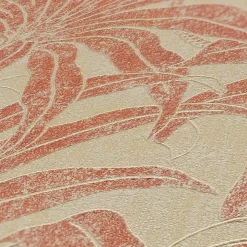 Vliestapete Blätter Beige Orange Glitzer 39501-3