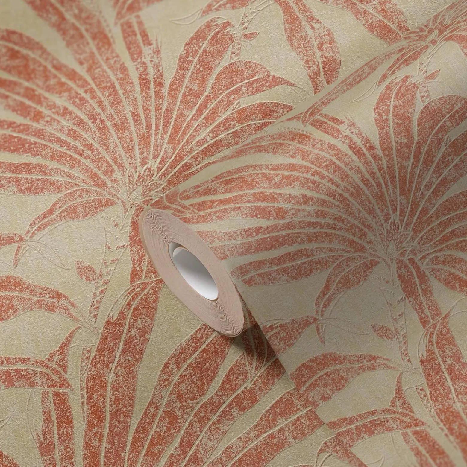 Vliestapete Blätter Beige Orange Glitzer 39501-3
