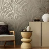 Vliestapete Blätter Beige Schwarz Metallic 39933-2