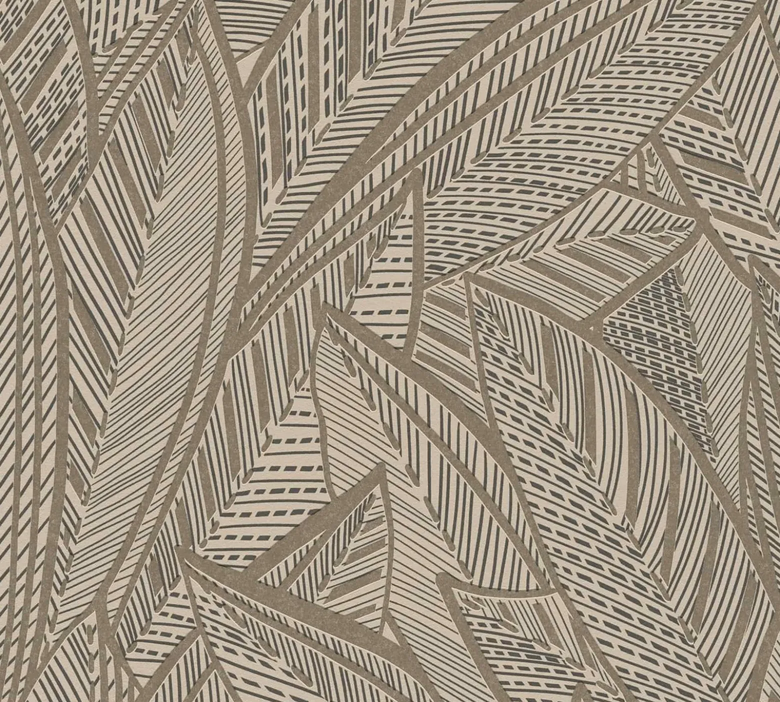 Vliestapete Blätter Beige Schwarz Metallic 39933-2