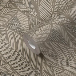 Vliestapete Blätter Beige Schwarz Metallic 39933-2