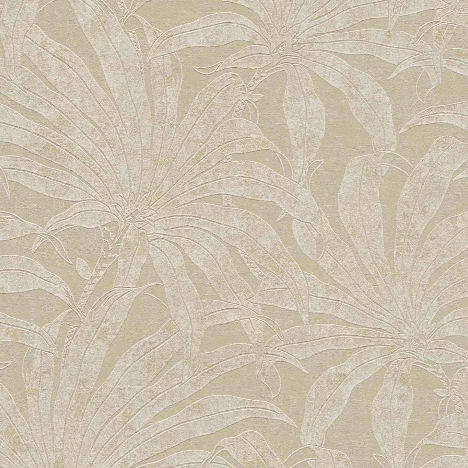 Vliestapete Blätter Beige Weiß Gold Metallic 39501-4