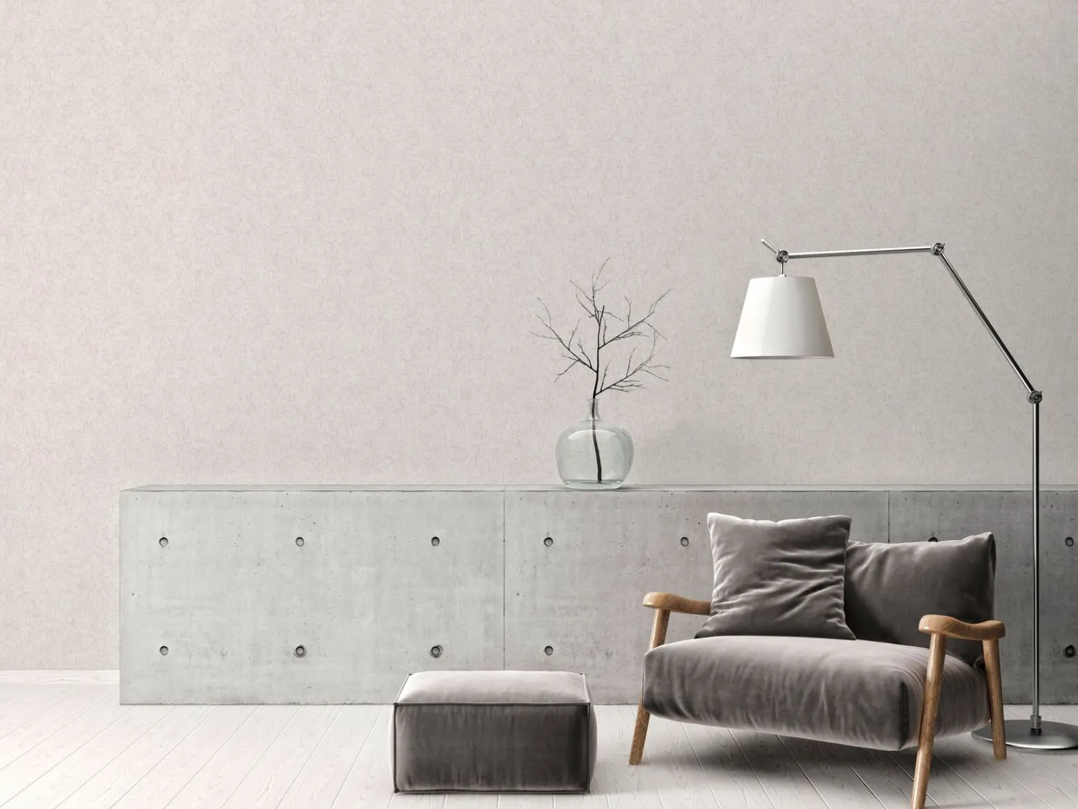 Vliestapete Blätter Betonoptik Creme Grau 38920-2