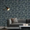 Vliestapete Blätter Blau Grün Weiß 39094-4