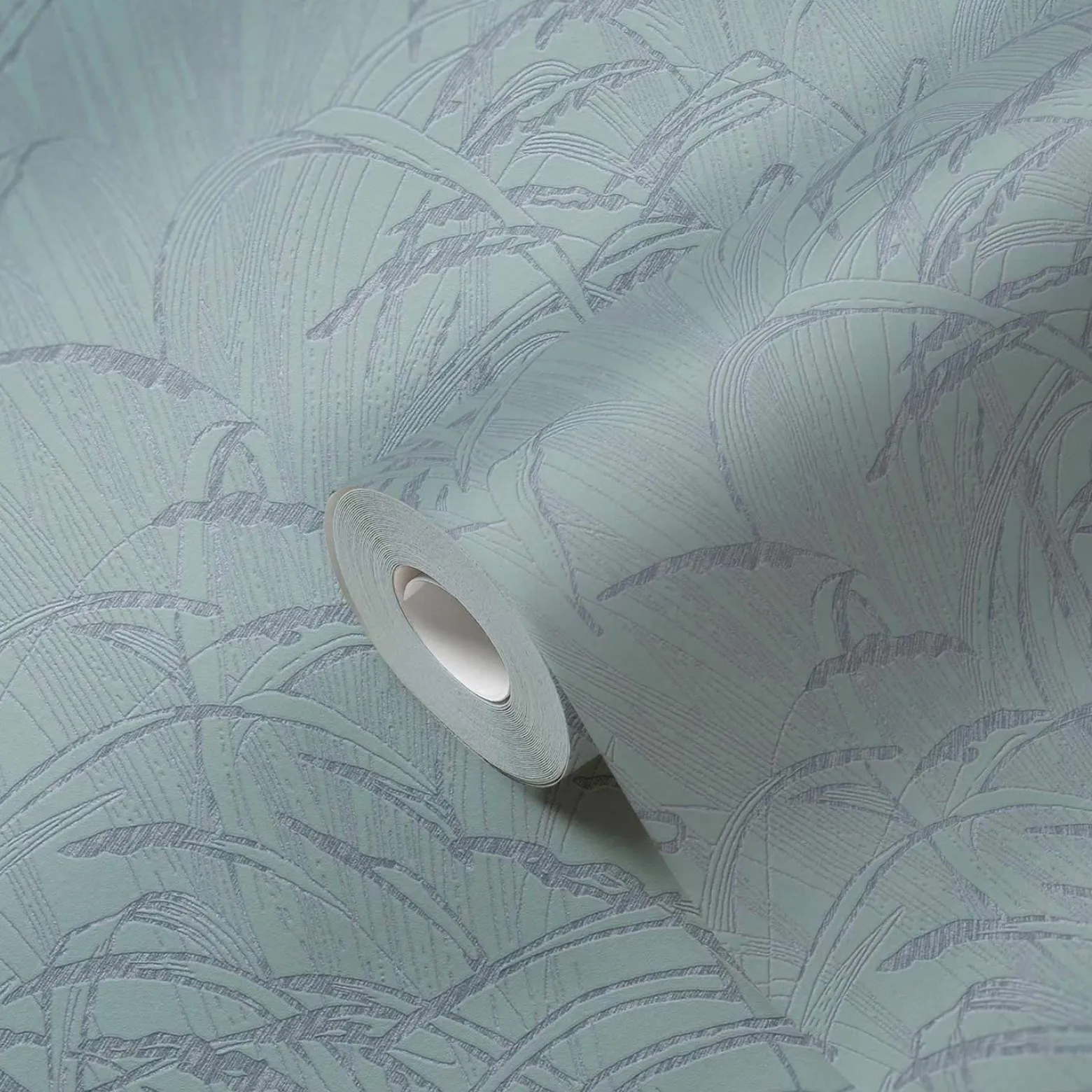 Vliestapete Blätter Blau Silber Metallic 38600-4