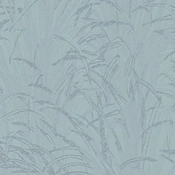 Vliestapete Blätter Blau Silber Metallic 38600-4
