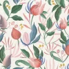 Vliestapete Blätter Blumen Creme Rosa Grün 79062-5