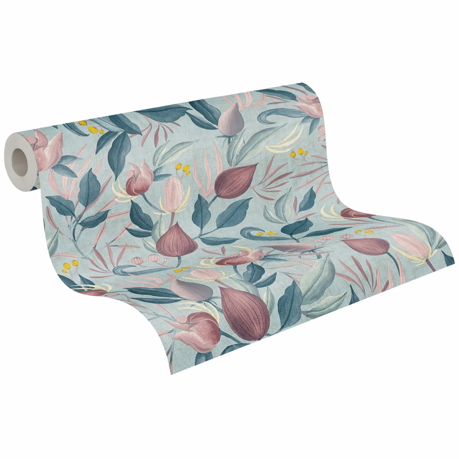 Vliestapete Blätter Blumen Floral Blau Lila 79062-1
