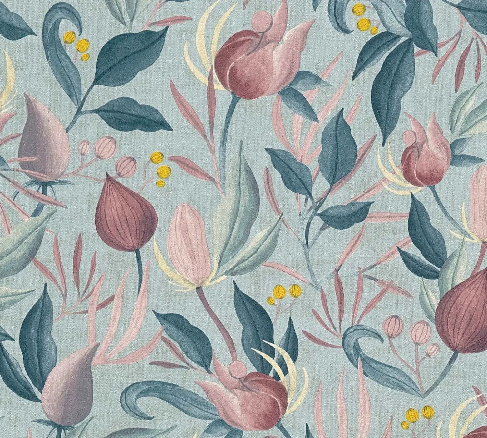 Vliestapete Blätter Blumen Floral Blau Lila 79062-1