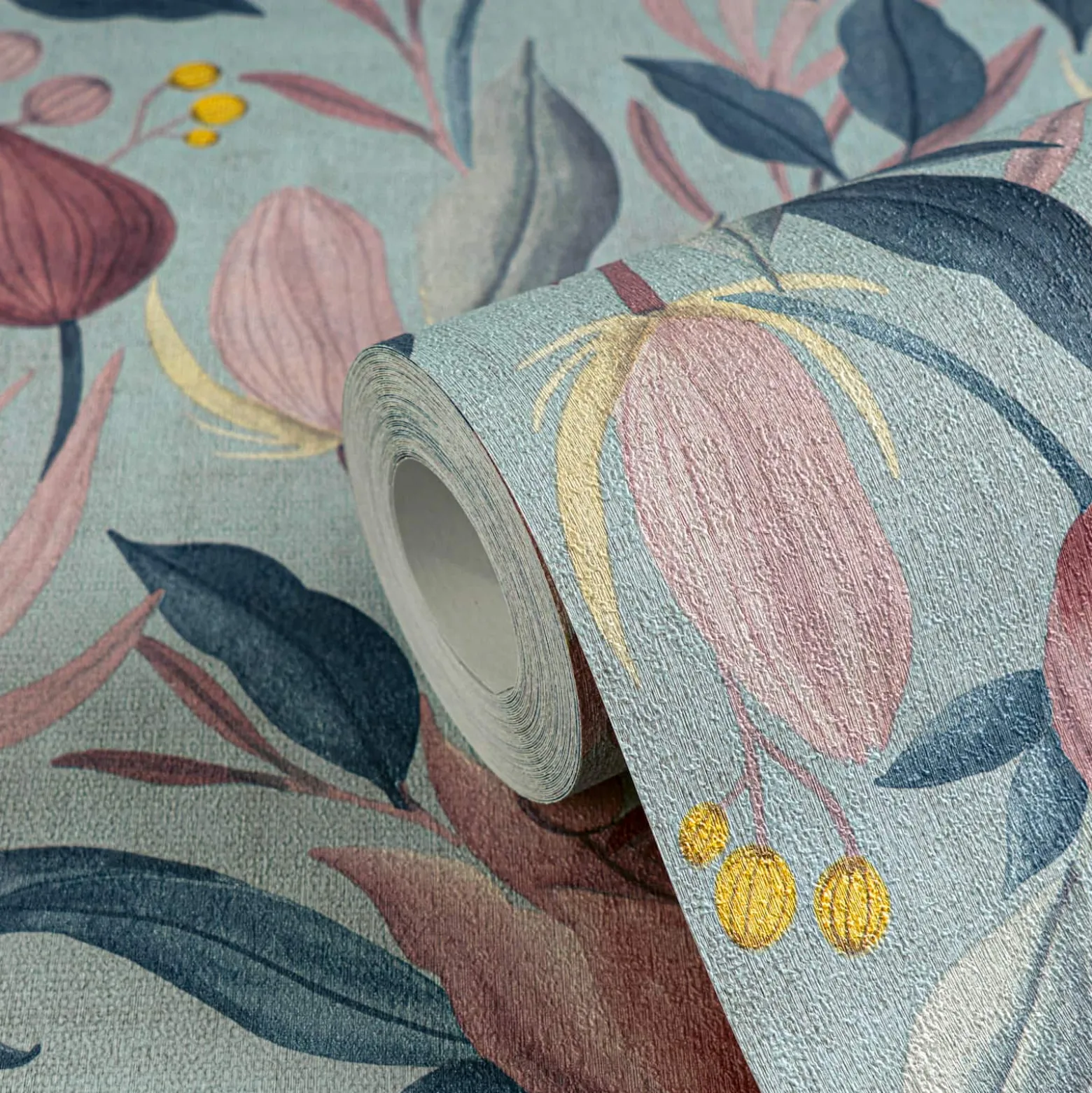 Vliestapete Blätter Blumen Floral Blau Lila 79062-1