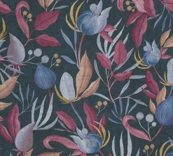 Vliestapete Blätter Blumen Floral Blau Rot 79062-3