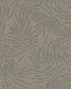 Vliestapete Blätter braun silber Metallic 31321