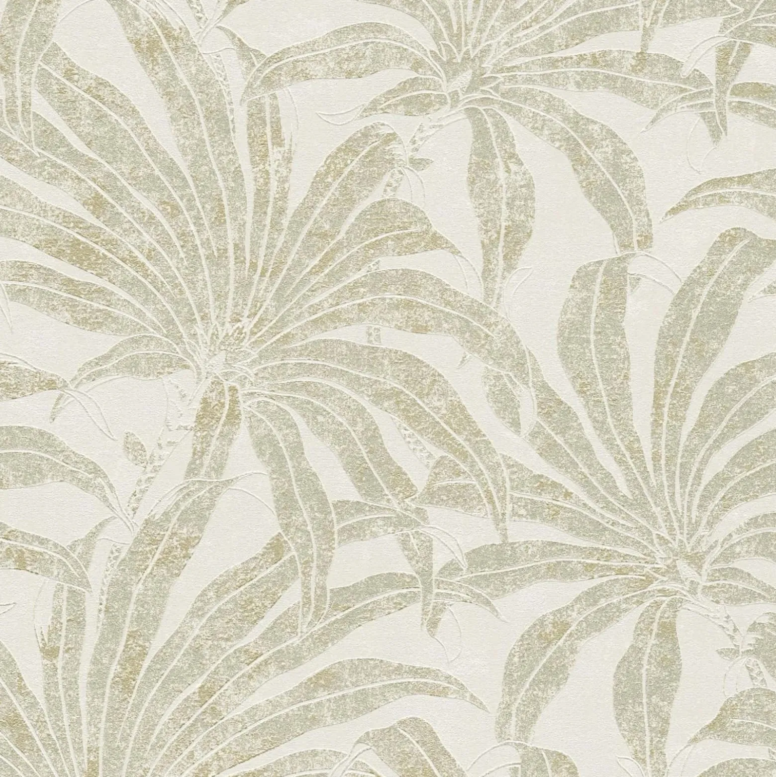 Vliestapete Blätter Creme Gold Silber Metallic 39501-5