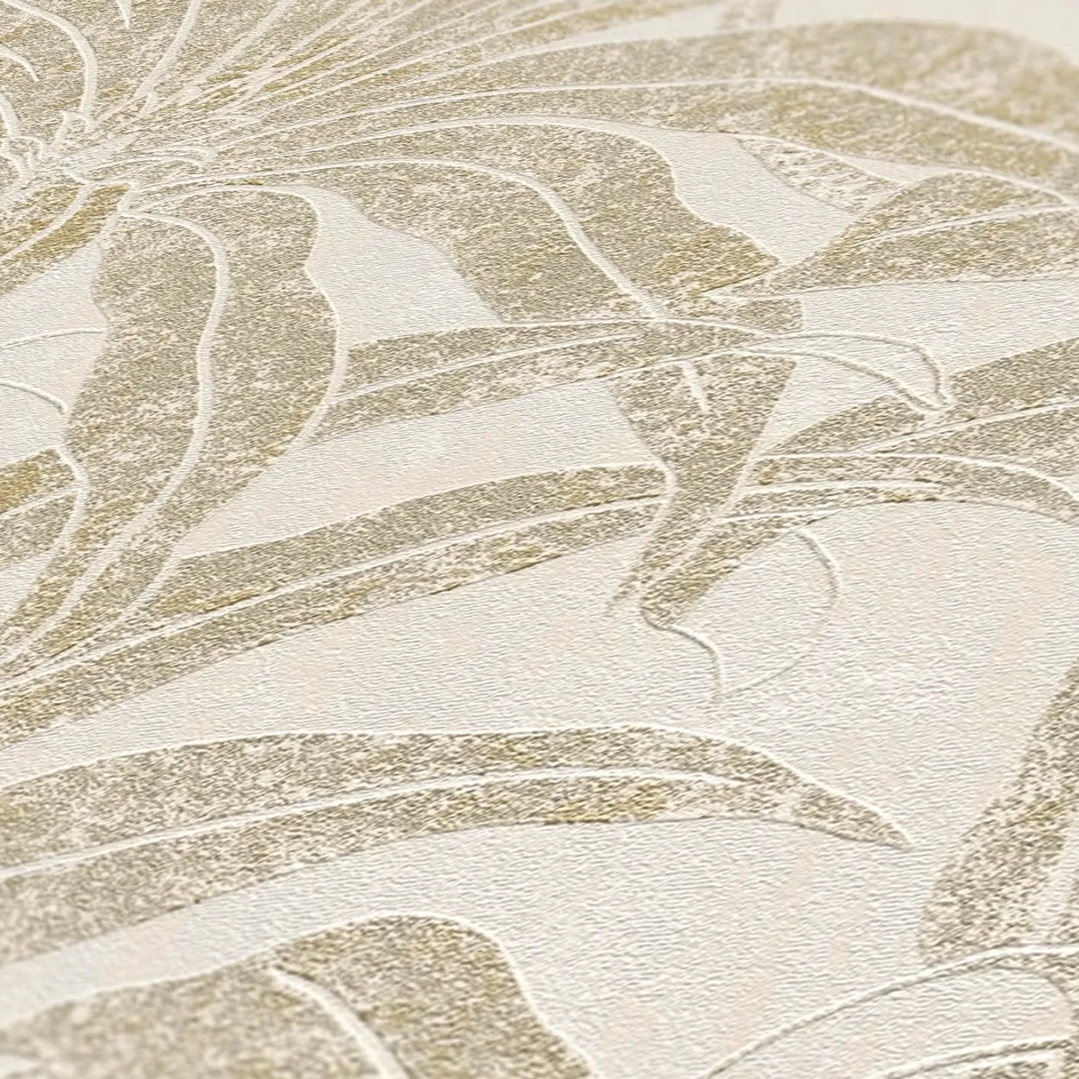 Vliestapete Blätter Creme Gold Silber Metallic 39501-5