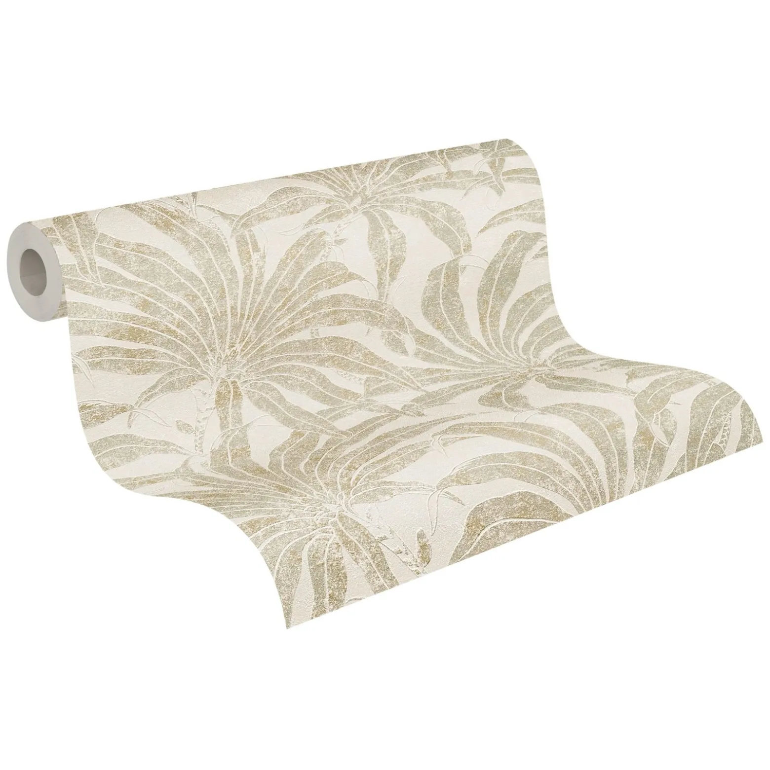 Vliestapete Blätter Creme Gold Silber Metallic 39501-5
