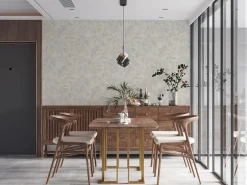 Vliestapete Blätter Creme Grau Silber Metallic 39340-3