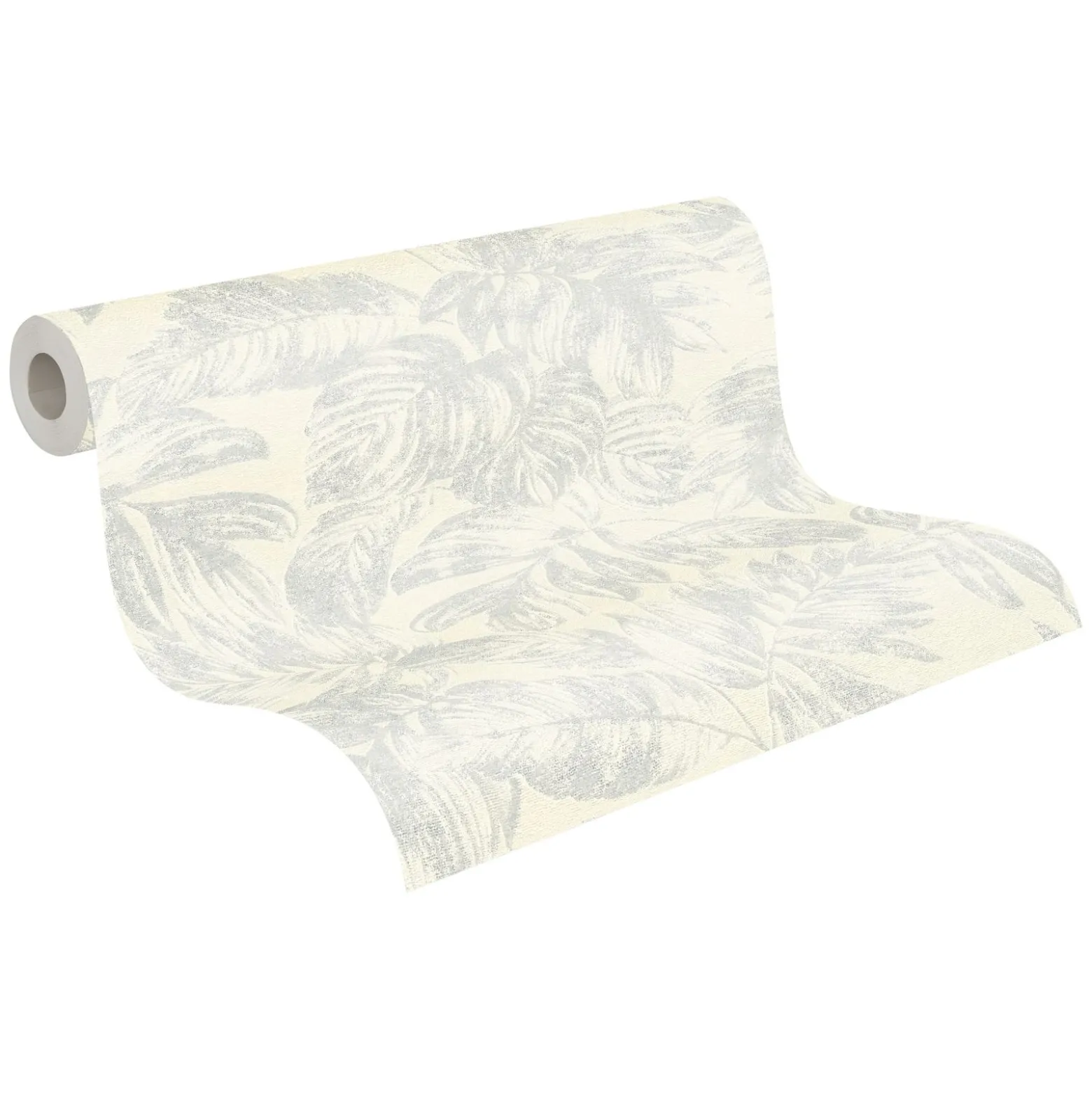 Vliestapete Blätter Creme Grau Silber Metallic 39340-3