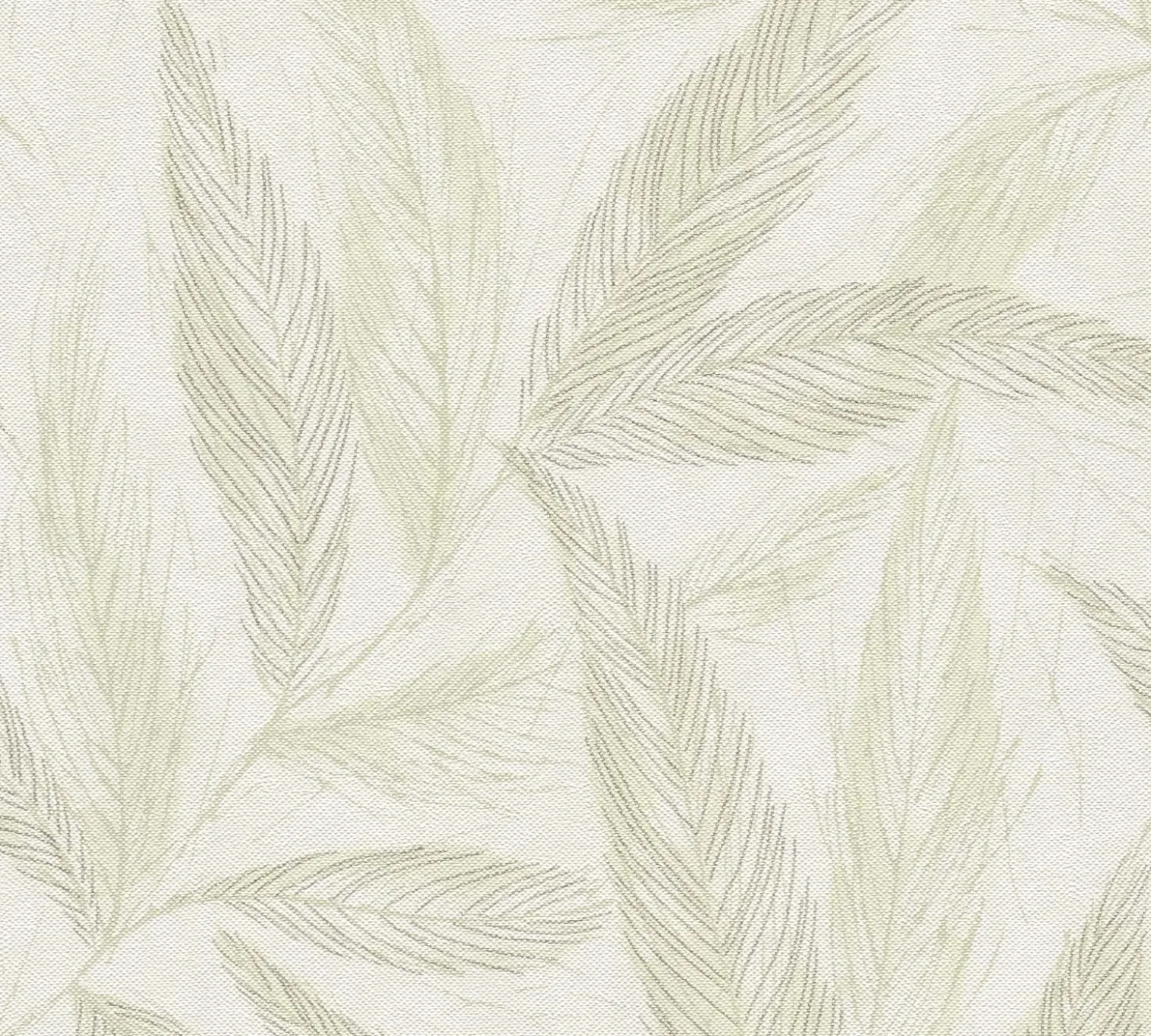 Vliestapete Blätter Creme Grün Silber Metallic 79096-1
