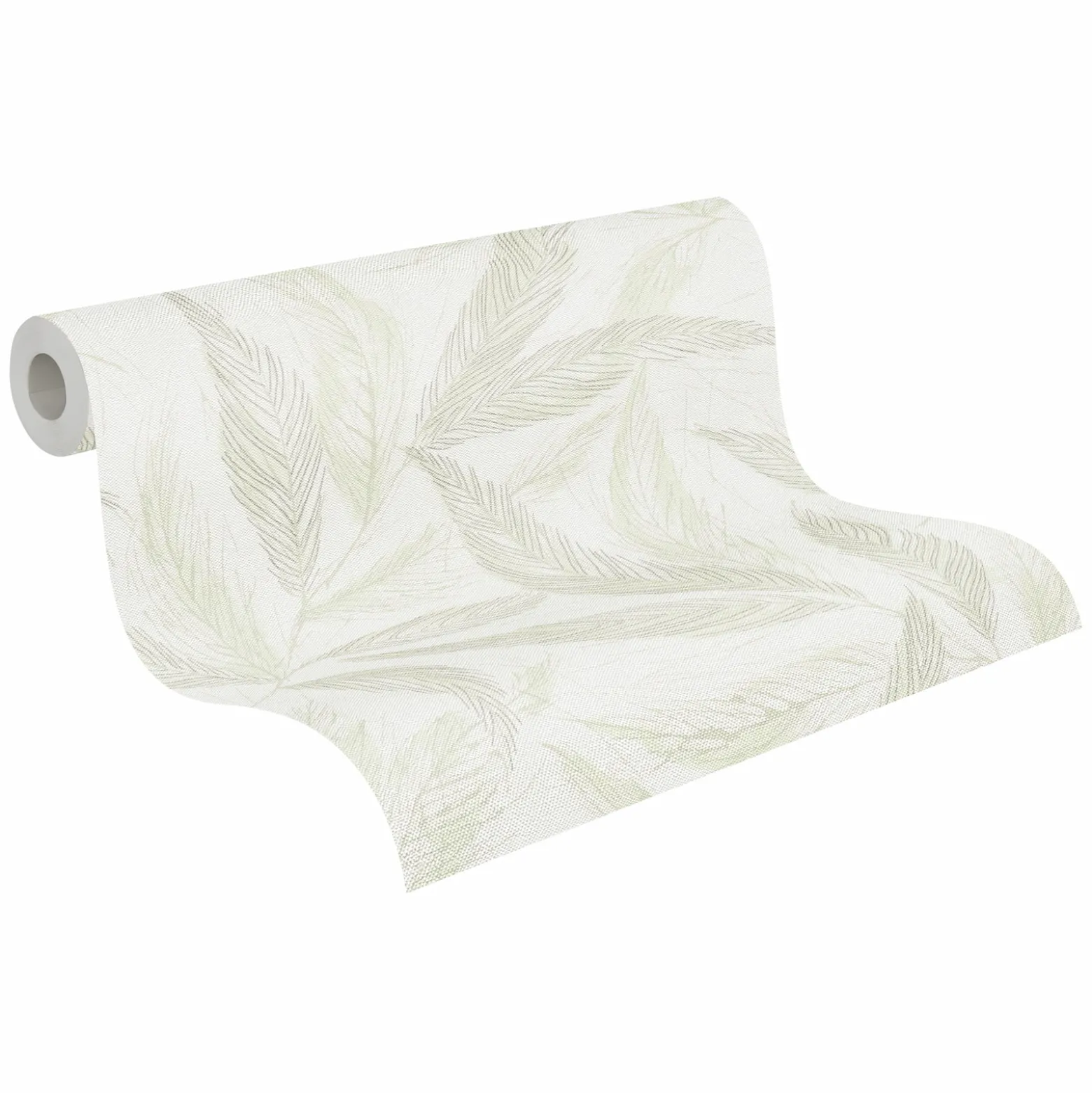 Vliestapete Blätter Creme Grün Silber Metallic 79096-1