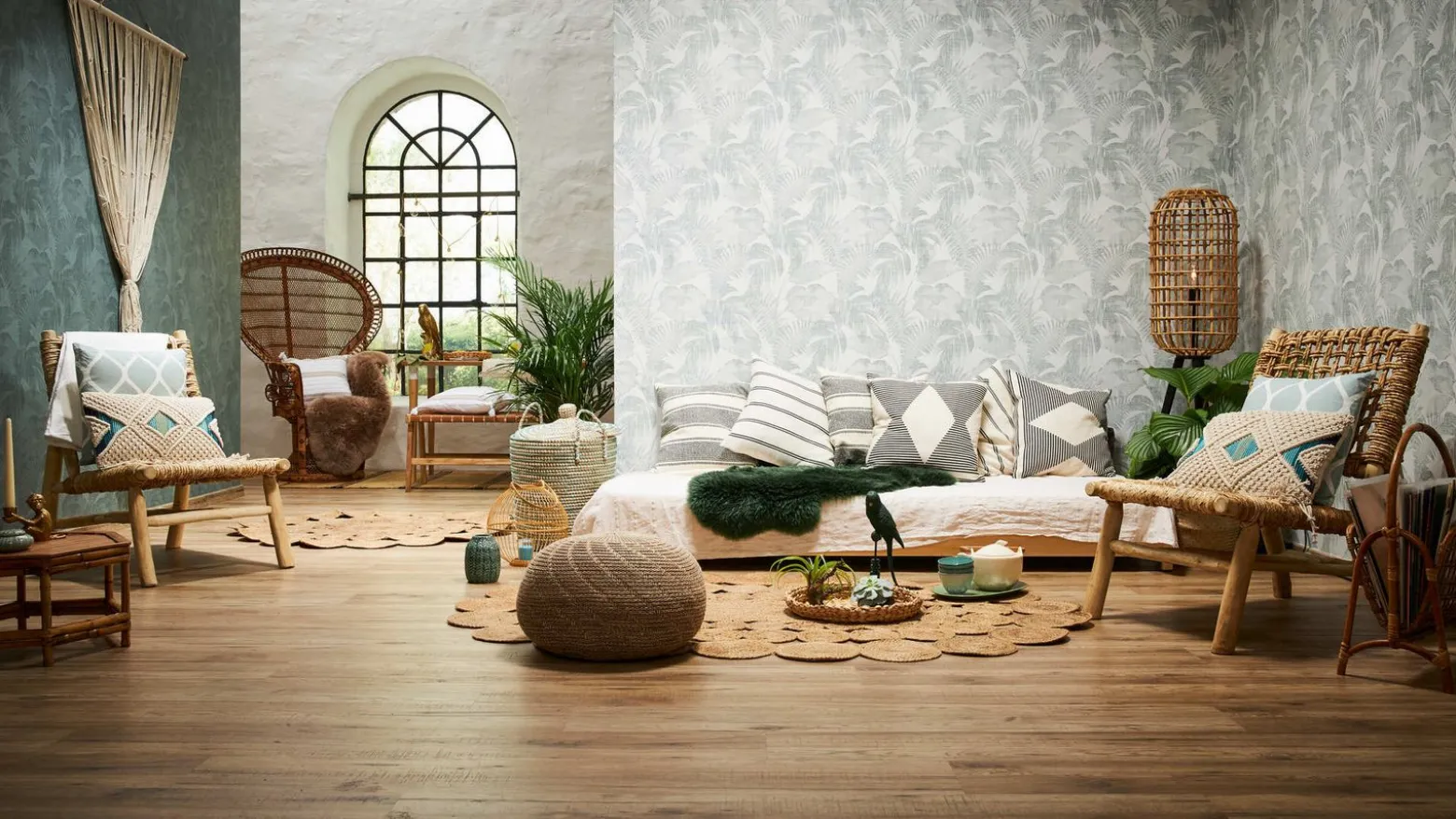 Vliestapete Blätter creme grün 37396-4