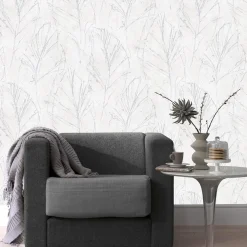 Vliestapete Blätter Creme Silber Metallic 10321-31